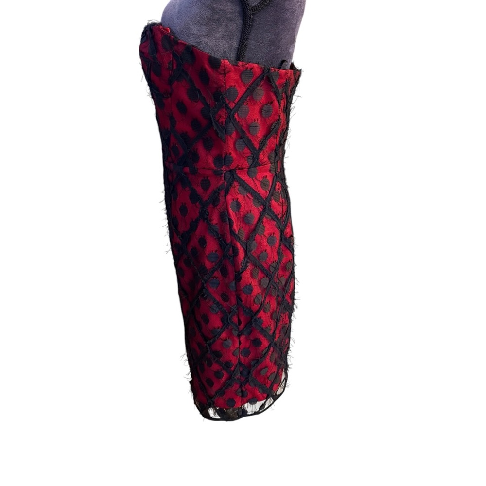Milly Alix Black and‎ Red Midi Dress Size 12 - Picture 6 of 9